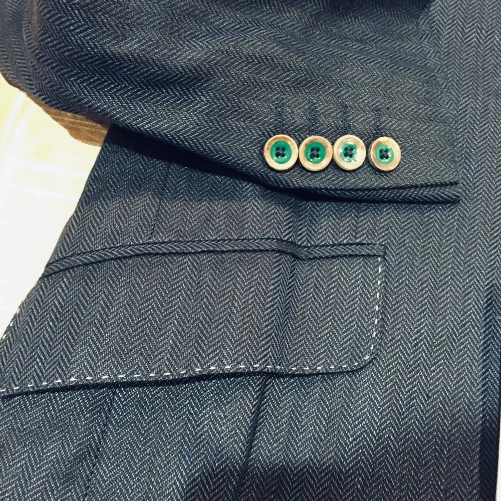 NWT Robert Graham Campbell Blazer linen navy blue